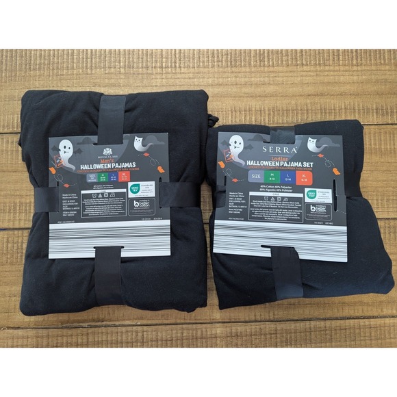 NEW Couples Skeleton Pajama Set Mens XL Womens XL Halloween Black Sleep Set - Picture 2 of 2